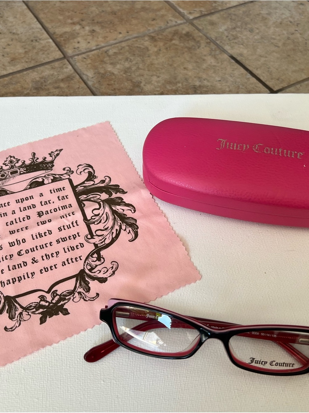 Juicy Couture Women's Red and Pink optical Eyeglasses with Hot Pink Case